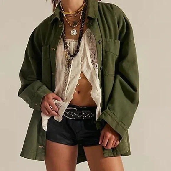 Free People We The Free Madison City Denim Jacket in Army Green - XS - Picture 2 of 7